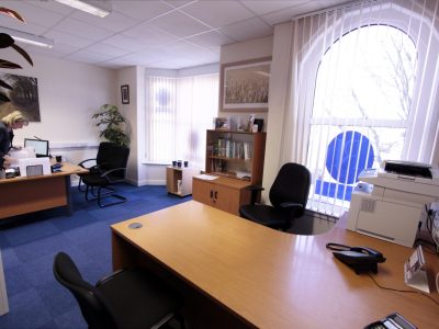 An office with a desk and a window located at 64 St Peters Avenue, Cleethorpes.